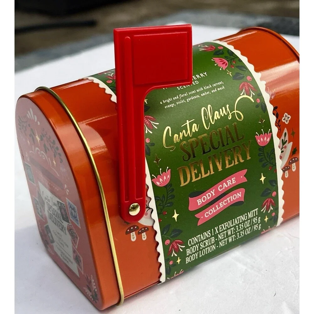 World Market Special Delivery Winter Berry Body Care Gift Set Mailbox Tin